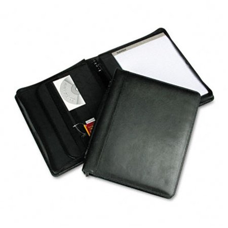 DAVENPORT Leather Multi-Ring Zippered Portfolio  Two-Part  1 in.Cap  11 x 13-1/2  Black DA884392